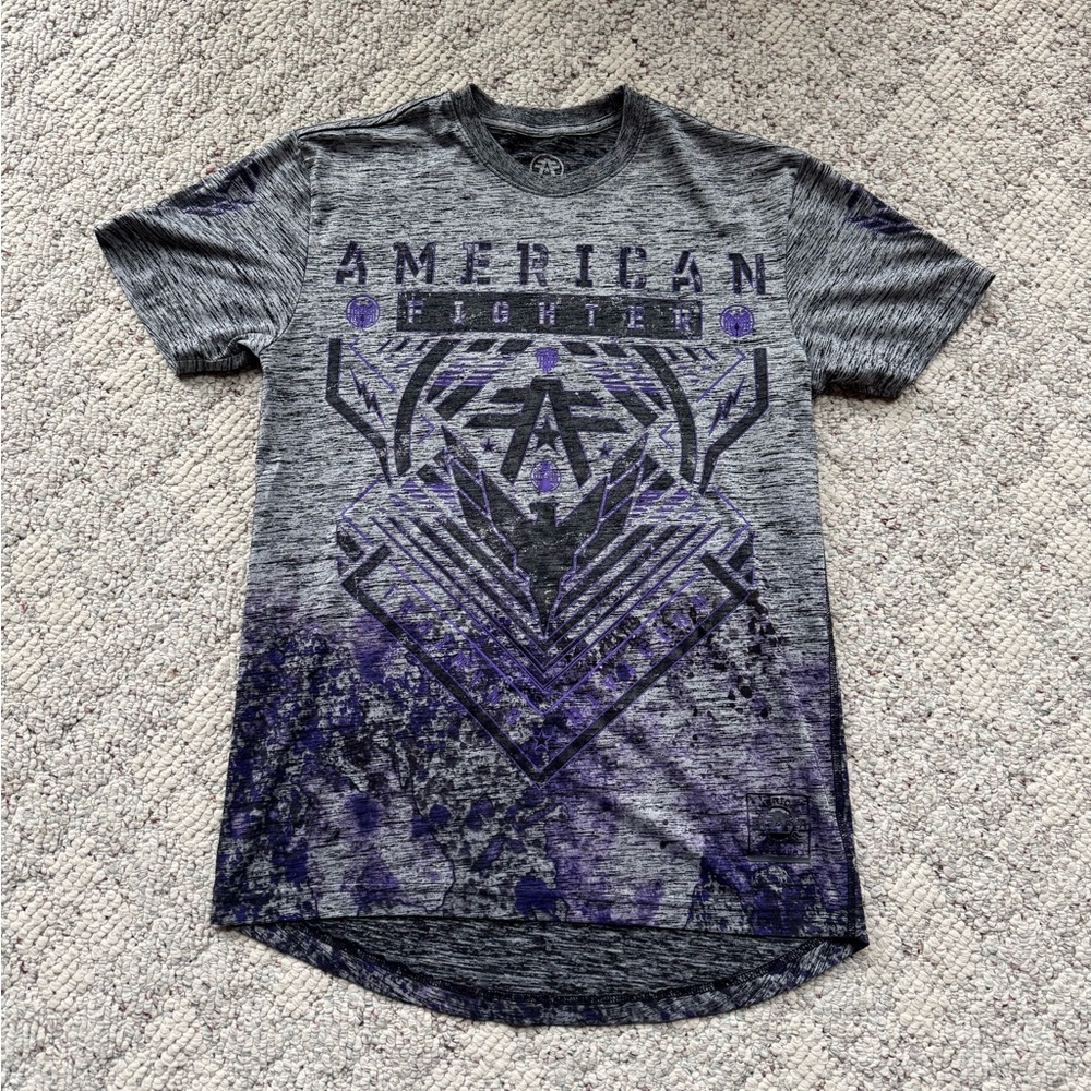 American Fighter Charcoal and Purple Graphic Tee